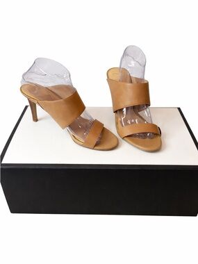 Jessica Simpson Tan Leather Slip-On Heel Sandals